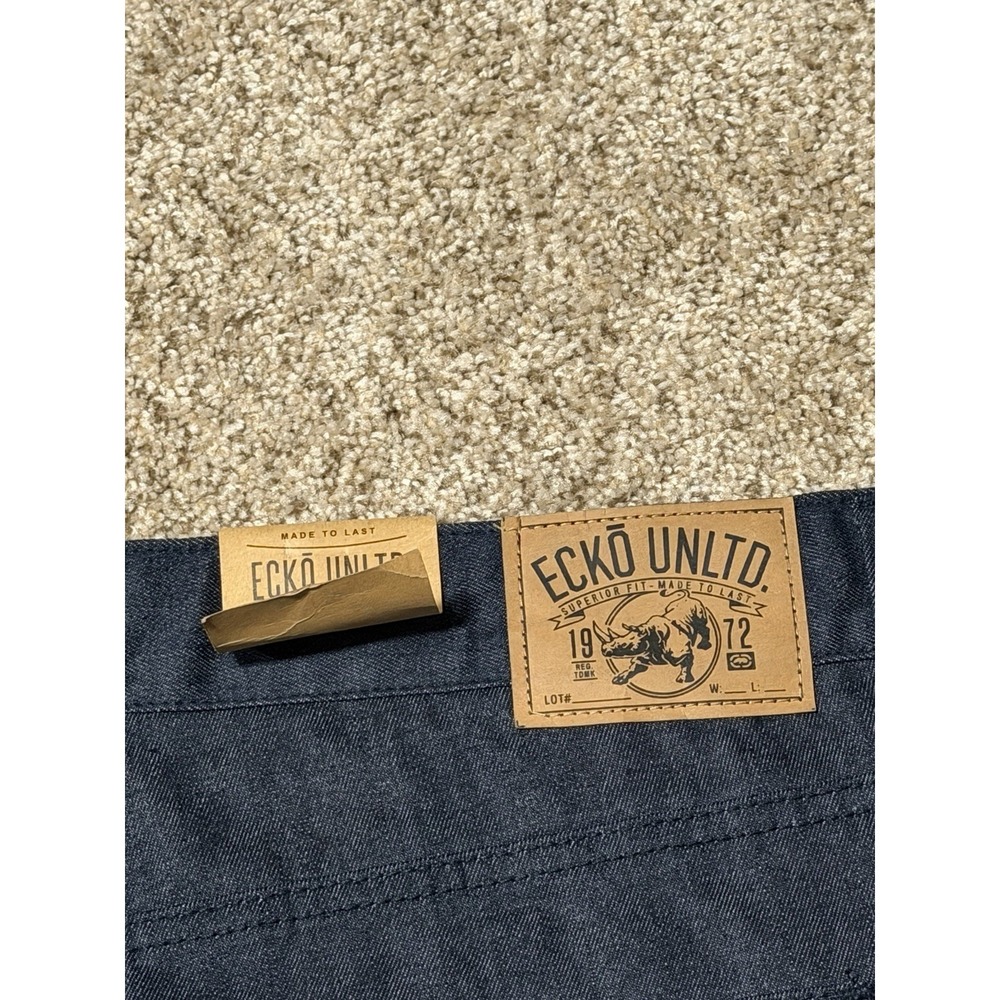 Vintage Ecko Unltd Jeans Mens 54x34 Blue Embroiders Super Baggy Y2K Wide Leg - Picture 5 of 9